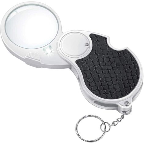 Illuminated Magnifier with Light, Small Handheld Pocket Magnifier, for Reading Coins, Hobby Travel (5X) (1/5)
