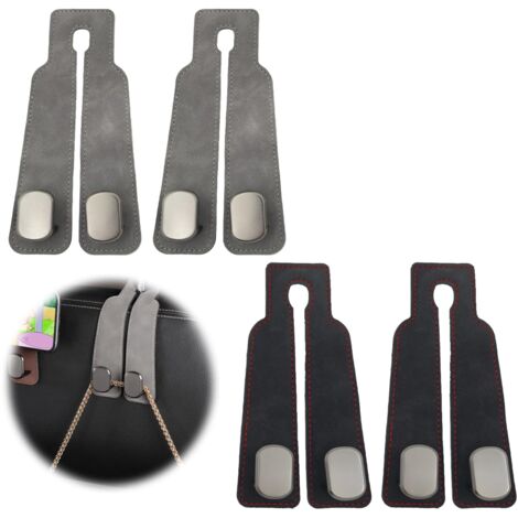 Car Seat Back Hooks Double Leather Car Seat Back Hooks, Car Headrest Hooks, Car Seat Handbag Hook, Car Seat Back Organizer for Bags, 4 Pack (1/5)
