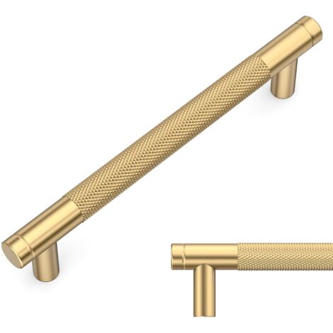 10 Pieces Champagne Gold Kitchen Cabinet Handles 128mm Furniture Handles with Screws, for Offices, Drawers, Cabinets, Cupboards