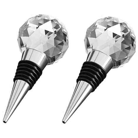 2 Wine Crystal Stoppers Bottles Wine Balls Crystal Sealing Wine Stoppers Wine Stoppers Reusable Zinc Alloy and Glass for Wine Lovers and Wedding Favors