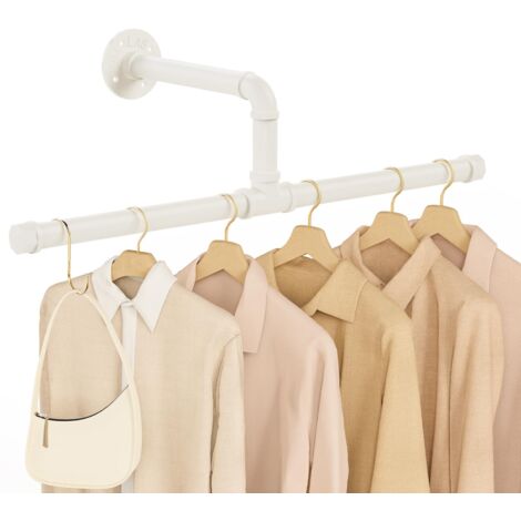 Wall Mounted Clothes Rail, Set of 1, Wall Mounted Coat Racks, 51 cm Removable Coat Rack, for Living Room, Bedroom, White