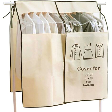 Garment Cover, 90 x 110cm Beige, Dustproof, Universal Clothes Rack Protector
