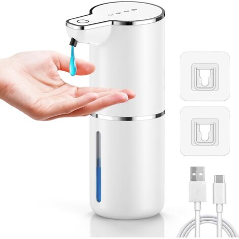 Automatic Soap Dispenser, 1200 mAh Automatic Wall Mounted Soap Dispenser with Infrared Motion Sensor, IPX5, USB Rechargeable, 4 Adjustable Levels for Bathroom, Kitchen