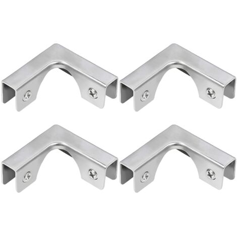 Glass Clamp, 4 Pieces L-Shape Stainless Steel Glass Connectors, Right Angle Fixing Brackets for Aquarium Mounting Rimless Cabinet, For 5-8mm Glass