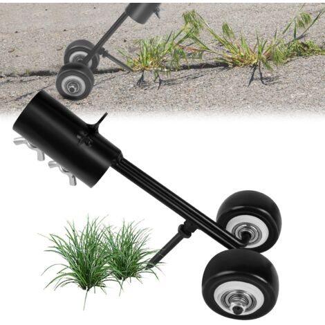 Désherbeur Manuel avec Roues, Weed Snatcher, Outil D'Élimination des Mauvaises Herbes, DéSherbage Debout, Outil de Désherbage Weeds Puller pour Jardin Patio Pelouse-Crochet Droit
