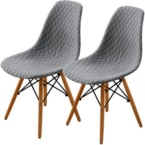 Dining Chair Cover Set 2/4/6, Fashion Dining Chair Shell Medieval Modern Dining Room Seat Cover (Light Grey, 2 Pieces)