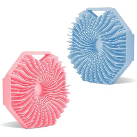 2-Piece Silicone Scrubber Set, Polygon Shower Brush with Hanging Ring Handle, Silicone Body Brush, Back Shower Brush for Massage, Cleaning Cuticles, Grease, and Dirt (1/5)