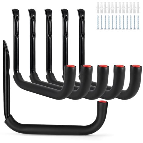 Garage Hooks, 6 Pack Wall Mounted Garage Storage Tool Hangers with 9.8" Giant Arm, Heavy Duty Tool Hangers, for Garden Tools, Ladders, Bikes, Bulky Items - 25x23CM