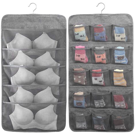 Hanging Storage Organizer Bag for Socks, Underwear, Bras, Ties, Wardrobe Closet Hanger Shelves, 20 Pockets Door Divider Holder, 1 pc