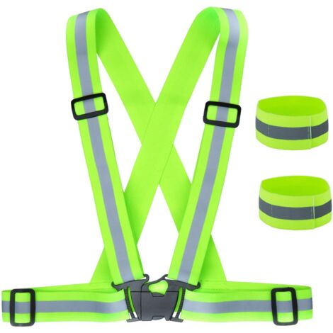 Safety Vest + Reflective Adjustable Elastic Safety Vest for Running, Biking, Motorcycle