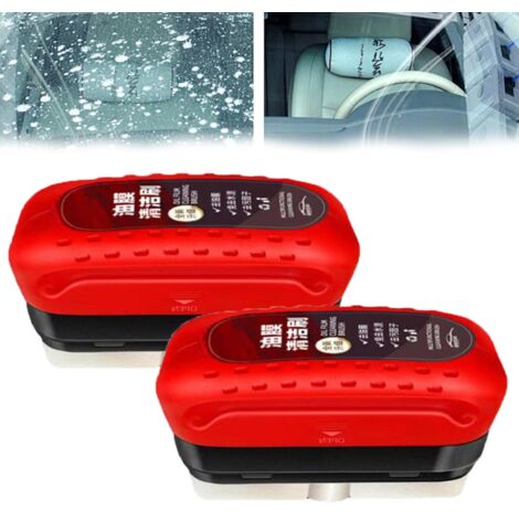 2 x Car Windscreen Cleaning Brush, Glass Oil Film Remover Glass Cleaner for Car, Window Film, Multifunctional Car Cleaner (Red) (1/5)