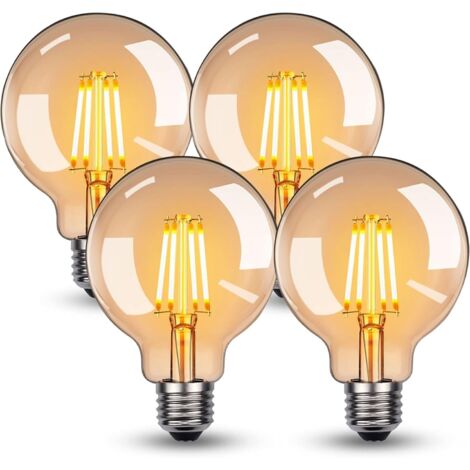 E27 LED Bulb, Vintage E27 4W G95 LED Bulb, Warm White 2700K, 360LM, Edison Style, Decorative Retro Antique Vintage Bulb, Equivalent to 40W Incandescent Bulb, Non-Dimmable, Pack of 4 (1/5)
