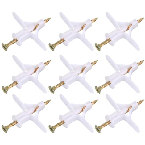 100 Pieces Plasterboard Fixings (50 Plugs, 50 Screws), Plugs and Screws for Plasterboard, Anchors, Plugs and Screws for Hollow Wall Fixings, Drywall Partitions