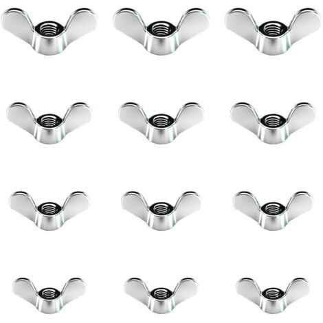 12 Pcs Bright Zinc Wing Nuts, Wing Nuts in Sizes M4 M5 M6 M8, Assorted Wing Bolts for DIY Tools, Silver Clamping Bolts for Fastening