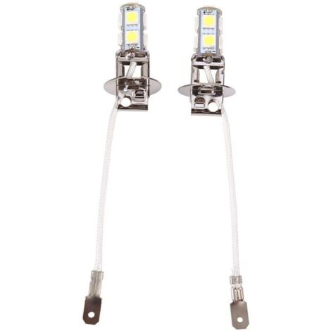 2x H3 5050 LED Bulbs, Cool White 6500K - 9 SMD - For 12V Car Fog Lights - Easy to Install (1/5)
