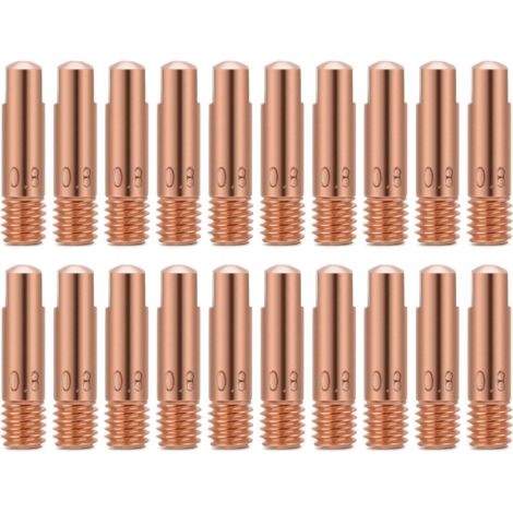 MIG Contact Nozzle, Welding Contact Tips, 20-Piece Copper Contact Tip Set for 15AK MIG Welding Torch Consumables (0.8) (1/5)