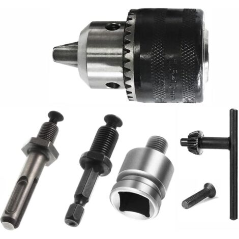1.5-13mm Drill Chuck 1/2-20 UNF with SDS Plus Adapter and Tightening Wrench, Quick Change Drill Chuck with Wrench for Electric Drill Conversion