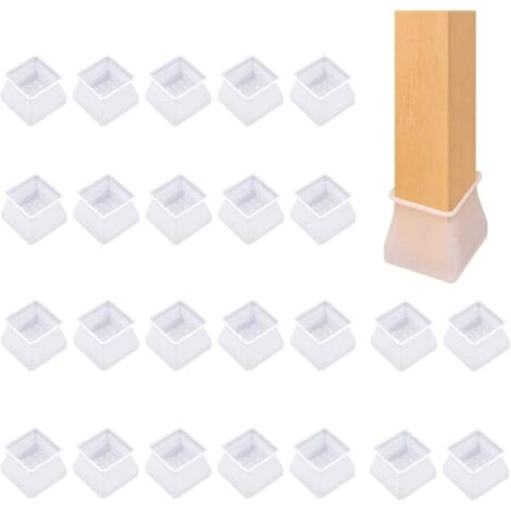 24 PCS Silicone Chair Leg Caps, Chair Leg Protectors, Square Table Leg Covers, Prevent Scratches, Noise and Damage, Durable and Soft Square Chair Leg Protectors