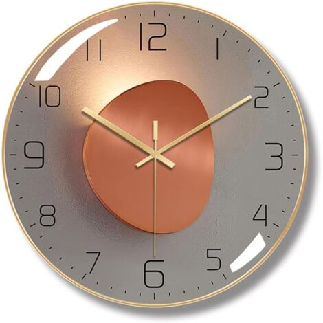 Modern Silent Wall Clock, 30cm Digital Wall Clock, Round Quartz Digital Wall Clock, Suitable for Living Room, Office, Bedroom, Kitchen (Gold)