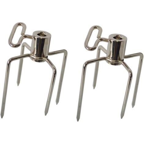 Barbecue rotisserie fork and skewers with screws, for approximately 1 rotisserie spit with a diameter of 10 mm, set of 2