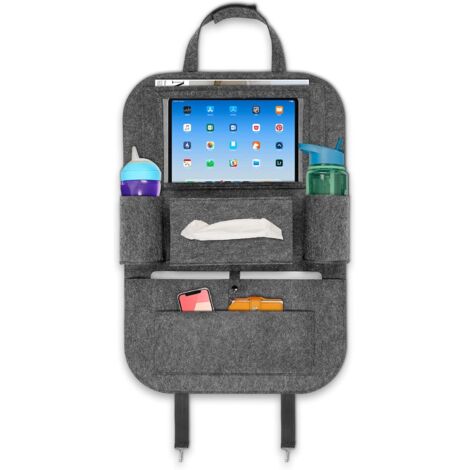 1x Car Backrest Protector, Felt Backseat Protector for Children, 60cm/23.6inch, Seat Back Bag Organizer, Storage System with Tablet Holder (1/5)