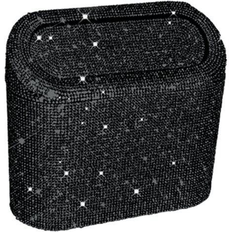 Car-mounted diamond-encrusted trash can, car storage bucket, hanging car storage bag, creative mini diamond-encrusted trash can with lid (1/5)
