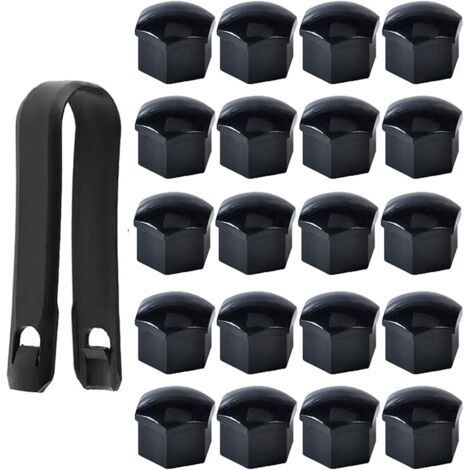 Set of 20 17mm Wheel Nut Caps, Wheel Bolt Nut Covers, Hexagonal Tire Nut Covers with Removal Tool Set for Cars, Black (1/5)