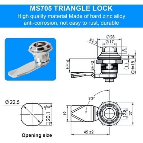 Machine Security Triangular Key Sets of 20mm Mailbox Locks, Furniture Locks, Socket Locks with Triangle ...