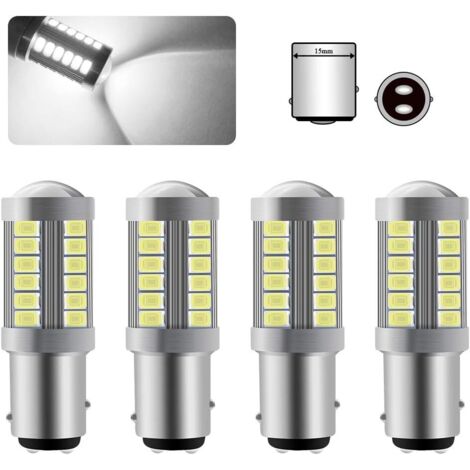 4 x 1157 BAY15D LED Bulb, Super Bright White 6000K, 5630 33 SMD, Canbus Brake Light Bulb, 12V (1/5)