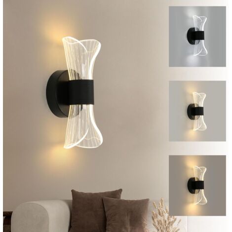 Dimmable LED Indoor Wall Light, 10W Modern Creative Design LED Wall Lamp, Acrylic Wall Light Fixture for Living Room Hallway Bedroom Staircases, Black [Energy Class E] (1/5)