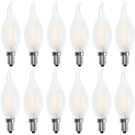 E14 LED Flame Bulb, Candle Shape, Warm White 2700K, 4W Equivalent to 40W Incandescent, 400lm, Pack of 12 [Energy Class A+] (1/5)