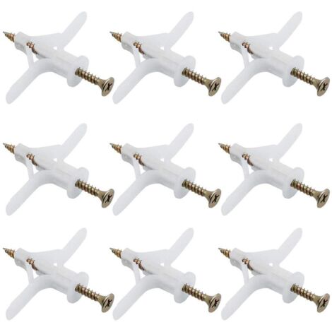 50 Plasterboard Anchors, Plastic Sets, Expansion Tube, Aircraft-Style, Auto Drill Extension Tube Anchors Used for Most Lightweight Plasterboard Walls