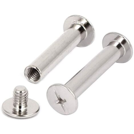 Chicago Binding Screws, 30 Sets Metal Chicago Button Assortment Kit of Binding Screws Nickel Plated Binding Screws Binder Post Docking Rivets, Silver (1/4)