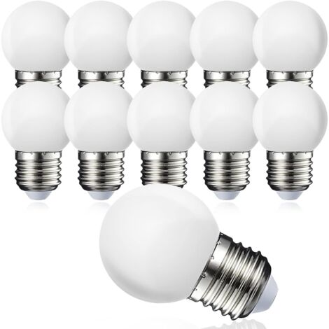 Pack of 10 E27 G45 LED globes - Warm white 3000 K - 5W G45 - Matte polycarbonate shell - Non-dimmable [Energy class G]