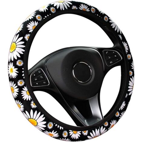 Cute Daisy Flower Car Steering Wheel Cover, Knitted Car Interior Decoration, Universal Car Steering Wheel Cover Accessories, Wheel Cover without Inner Ring