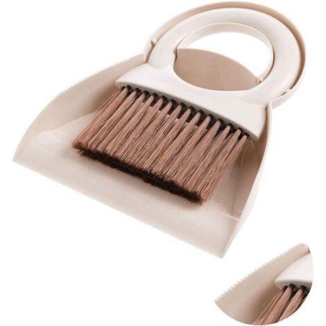 Dustpan and Brush Set, Multifunctional Cleaning Tool, Mini Sweeper with Round Handle, Dustpan for Kitchen and Home Use (White) (1/4)