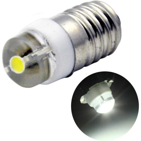 E10 DC 3V 0.5W 6000K White 200LM LED Bulb for Flashlight, Negative Ground (Pack of 1) (1/4)
