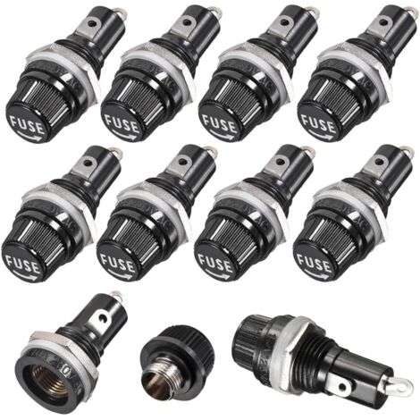 10 pieces 5 x 20mm AC 10A 250V Black Screw Cap Fuse Holder, Panel Mounted Screw Cap Fuse Holder (1/5)