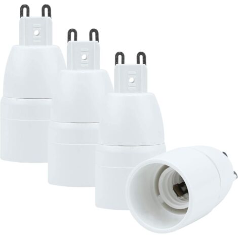 4x G9 to E14 Lamp Socket Adapter in WHITE - Set of 4 reformatting converters for lamp sockets for incandescent, LED, halogen, and energy-saving bulbs
