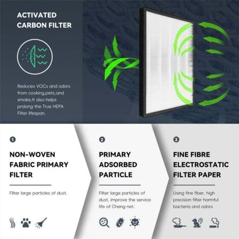 PUREBURG 2 Pack HEPA Filter + Activated Carbon 2 In 1 Compatible With