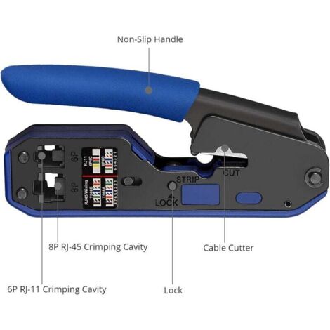 Proster RJ45 Cat5 Cat5e Cat6 Cat6a RJ-11, 6P/RJ-12, 8P/RJ-45 Crimpzange