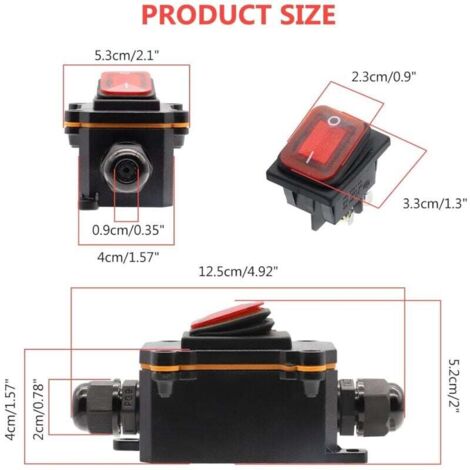 12V DC 20A DPST 4-poliger wasserdichter Inline-Schalter, 12V ...