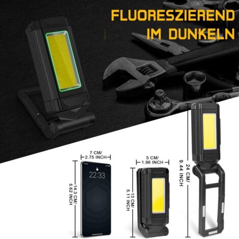 Lampe Travail LED Rechargeable SPORWAY Lampe De Travail Rechargeable Puissante, Baladeuse LED Lampe Atelier Avec Base Lampe Torche 1000 Lumens 7 Modes
