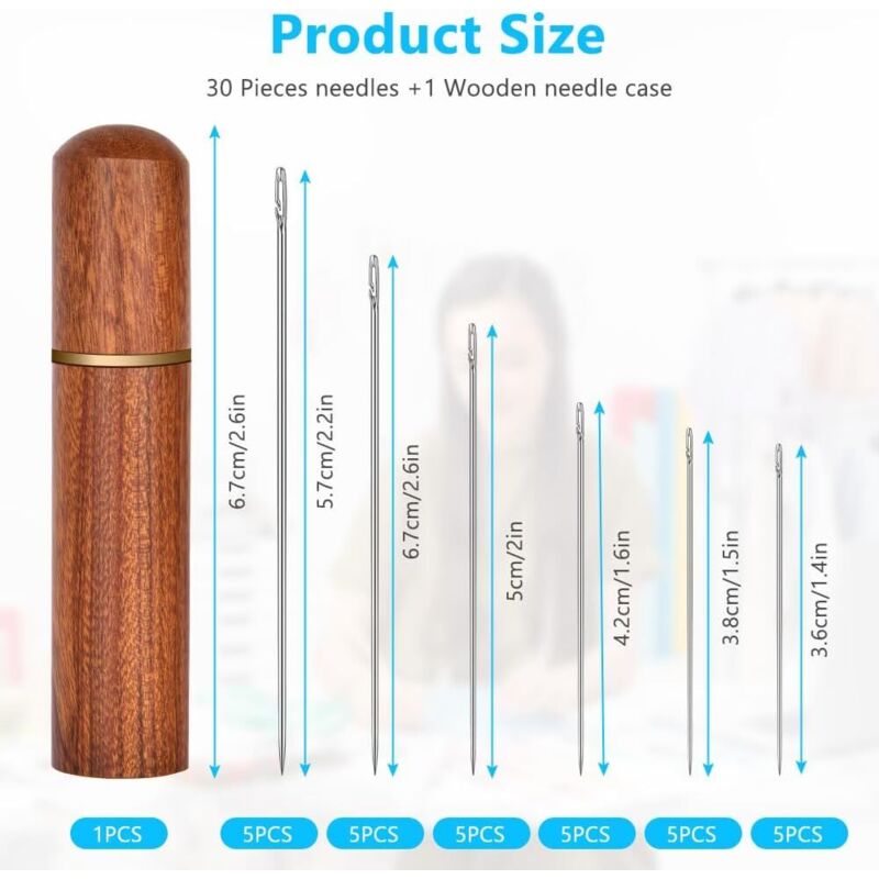 25 Aiguilles à Coudre à La Main Avec étui En Bois, Avec 10 Bobines De Couture