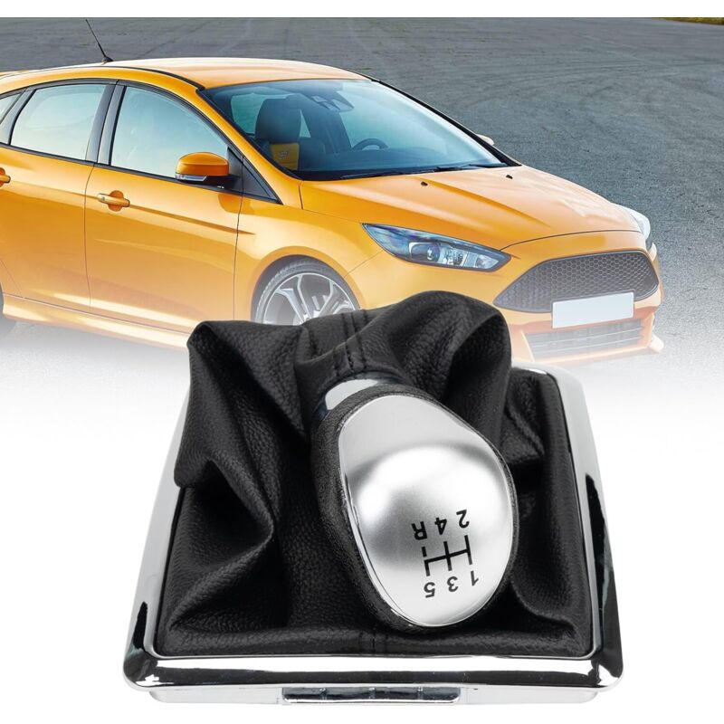 Soufflet Levier Vitesses Ford Focus MK2 2004-2012 - Housse Cuir Noir Rouge Anti-Poussière