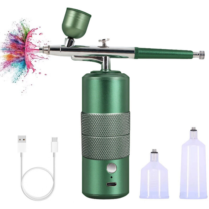 Kit d'aérographe rechargeable sans fil avec compresseur – Pistolet aérographe portable pour maquillage, peinture, décoration de gâteau, nail art, barbier, modèle de coloriage (vert Kit d'aérographe rechargeable sans fil avec compresseur – Pistolet aérographe portable pour maquillage, peinture, décoration de gâteau, nail art, barbier, modèle de coloriage (vert