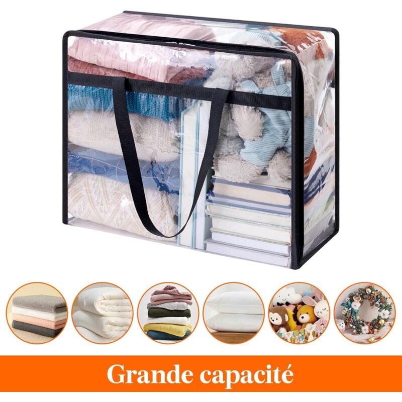 Grand Sac Plastique Transparent Lot De 5 Sacs à Vêtements Transparents De 152,4 Cm Pour Suspendre Les Vêtements, Housse à Soufflet De Grande Capacité De 25,4 Cm, Grand Sac à Vêtements Suspendu