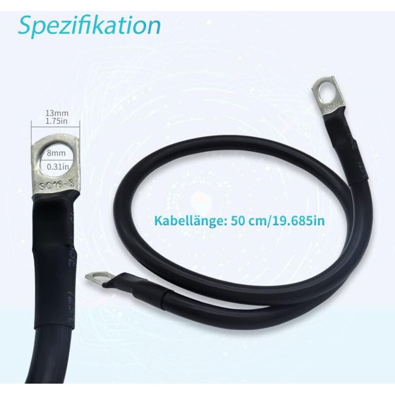 EEEKit 2PCS 3AWG 30cm 25mm² Câble De Batterie De Voiture 12V-24V Connecteurs De Bornes De Batterie Rouge Noir Bornes à Anneau SC35-10 Fil De Cuivre Automobile Camion Moto