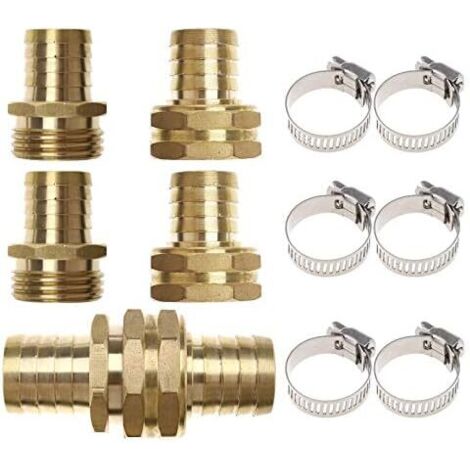 Connecteur en laiton 19mm pour tuyau d'eau de jardin - Extrémité femelle et mâle, adaptateur plug inclus - Réparez votre robinet rapidement avec notre kit complet (1/3)