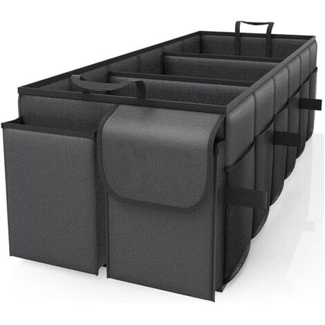 Applicable Rangement Coffre de Voiture Organisateur pour Toyota Highlander 2002-2024, Renforcé et Stable Organisateur de Coffre Pliable, Boite Rangement pour Outils Entretien,Black (1/5)